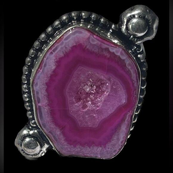 Pink Solar Quartz Sterling Silver Plated Ring - Picture 1 of 3